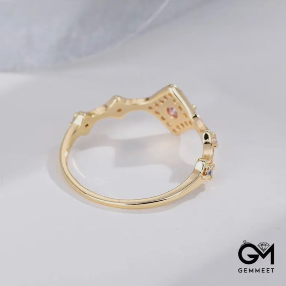 French Rose Pink Tourmaline Zircon Ring - Picture 3 of 5